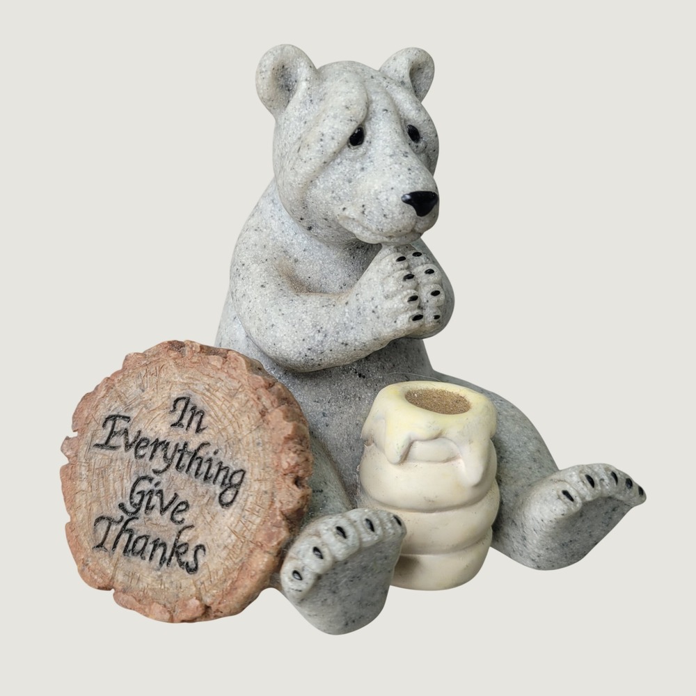 Quarry Critters Second Nature Design Give Thanks Bear Honey Pot Figurine 45436